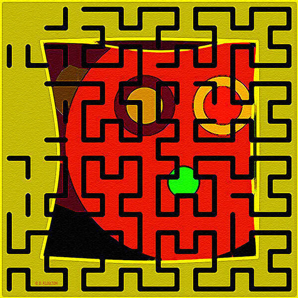 Ebsq Art Print featuring the digital art Orange Face Maze by Dee Flouton