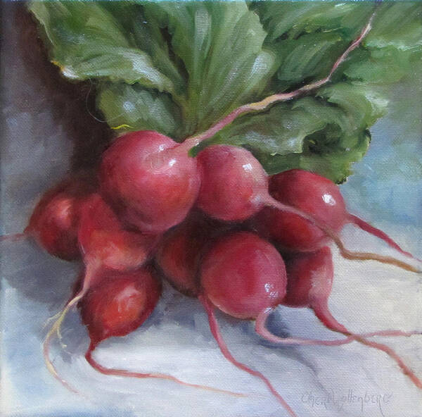 Food Art Print featuring the painting Painting of Radishes by Cheri Wollenberg