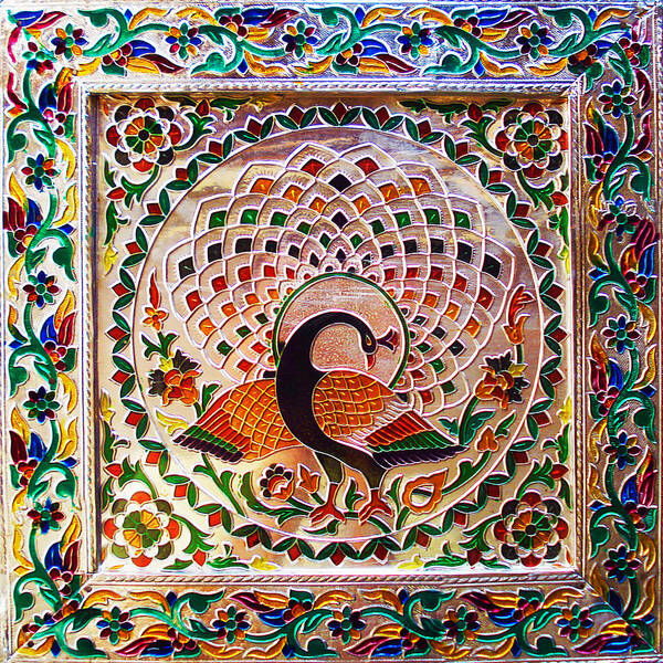 Peacock carved on Aluminium foil Art Print by Sumit Mehndiratta