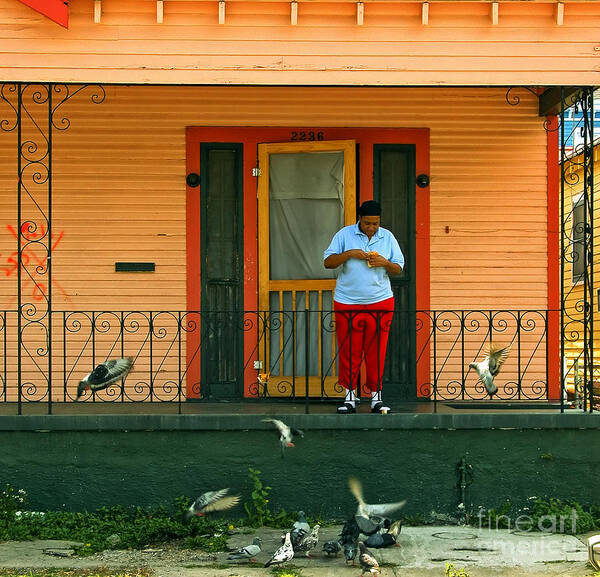 Lady Art Print featuring the photograph Pigeon Lady of New Orleans by Kathleen K Parker