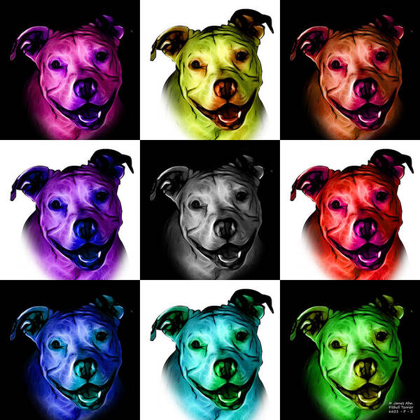 Pitbull Art Print featuring the digital art Pitbull Terrier - F - S - BB - Checker1 by James Ahn