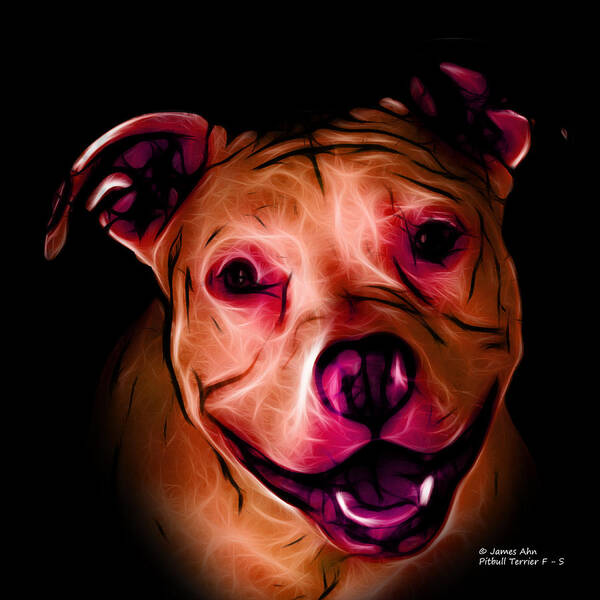 Pitbull Art Print featuring the digital art Pitbull Terrier - F - S - BB - Orange by James Ahn