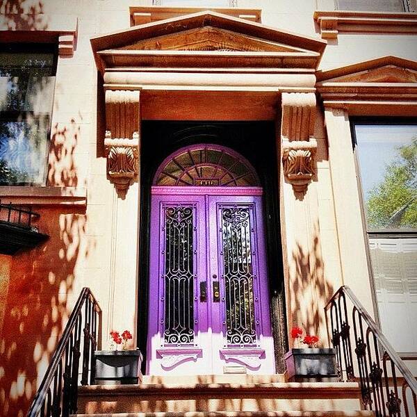 New York City Art Print featuring the photograph Purple Door - Brooklyn - New York City by Vivienne Gucwa