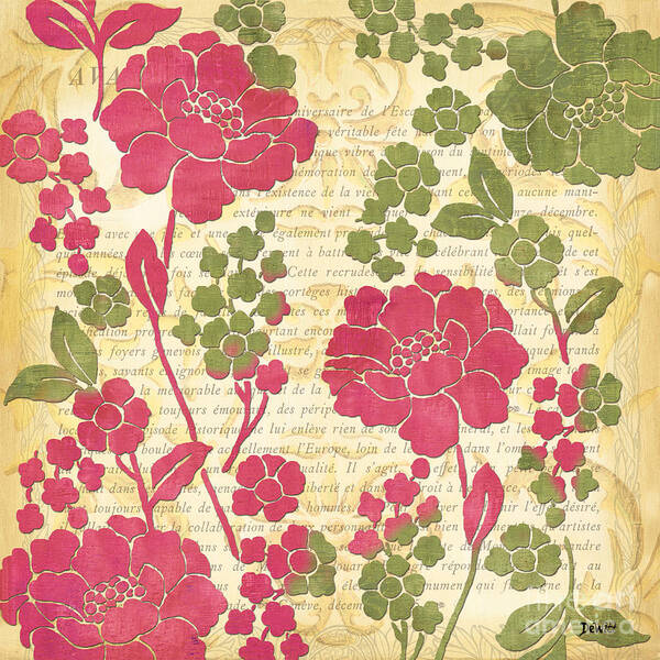 Sorbet Art Print featuring the painting Raspberry Sorbet Floral 1 by Debbie DeWitt