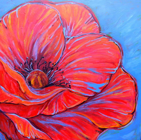Red Art Print featuring the painting Red Poppy by Jenn Cunningham