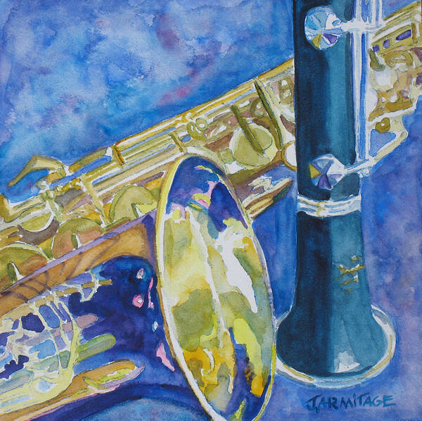 Sax Art Print featuring the painting Reeds Between Sets by Jenny Armitage