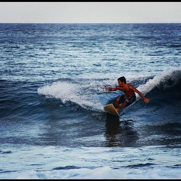 Canvas Art Print featuring the photograph Ride The Wave #surfer #reef #raalhu by Mahid Abdulrahman