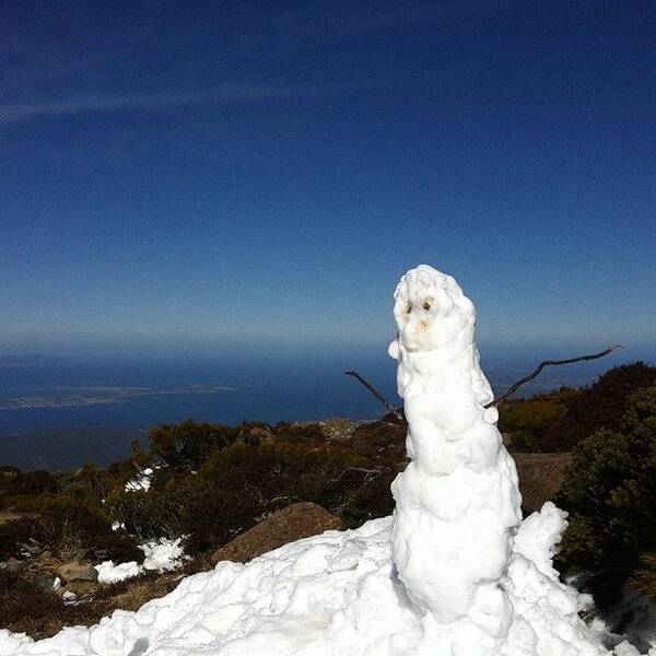  Art Print featuring the photograph Snowman On Mt. Wellington, Tasmania by Raam Dev