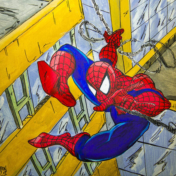 Spider-man Art Print featuring the painting Spidey by Chris Leon