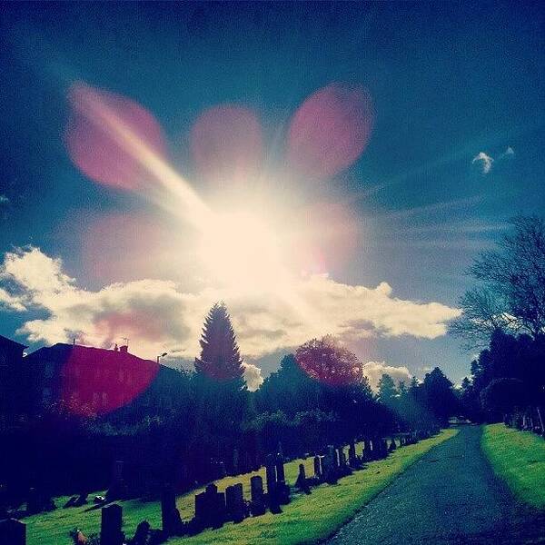 Igaddict Art Print featuring the photograph #sun #cemetery #clouds #glare #light by Gary West