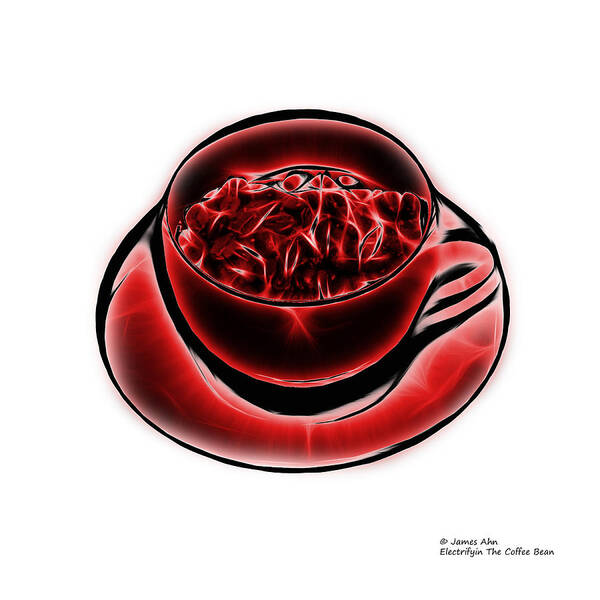 Coffee Art Print featuring the digital art V3-WB-Electrifyin The Coffee Bean-Red by James Ahn