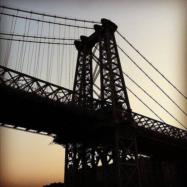 Orangesky Art Print featuring the photograph View Of The Williamsburg Bridge At by Arnab Mukherjee