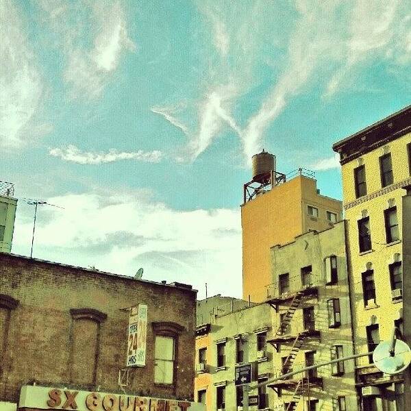 Building Art Print featuring the photograph #vintage #skyporn On The #les by Jamie Huenefeld