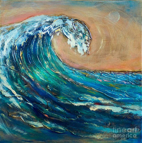 Surf Art Print featuring the painting Wave to the South by Linda Olsen