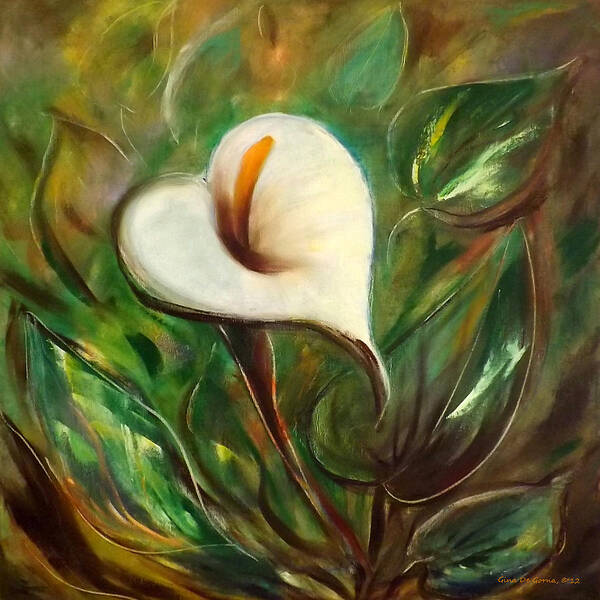Flower Art Print featuring the painting White Flower by Gina De Gorna