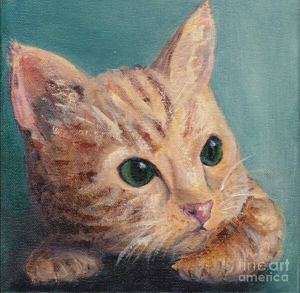 Kitten Art Print featuring the painting You Teal my Heart by Robin Wiesneth