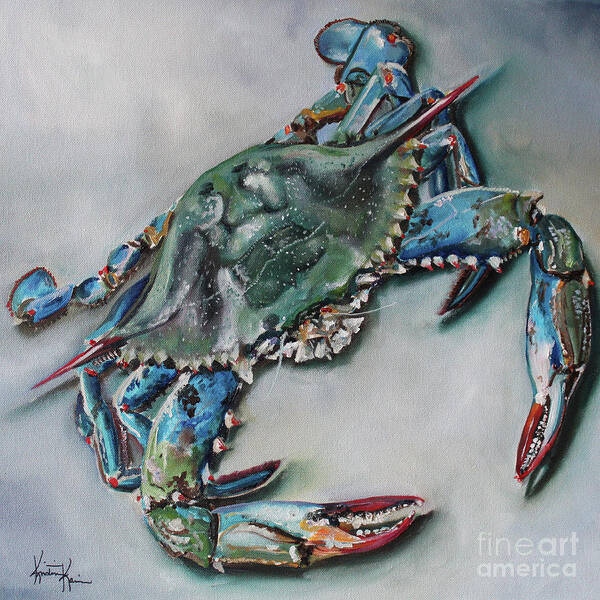 Crustacean Art Print featuring the painting Blue Crab #4 by Kristine Kainer