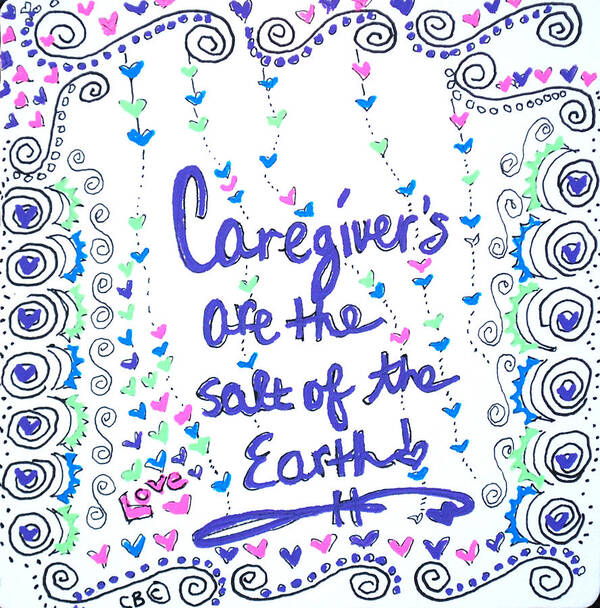 Zentangle Art Print featuring the drawing Caregiver Love by Carole Brecht