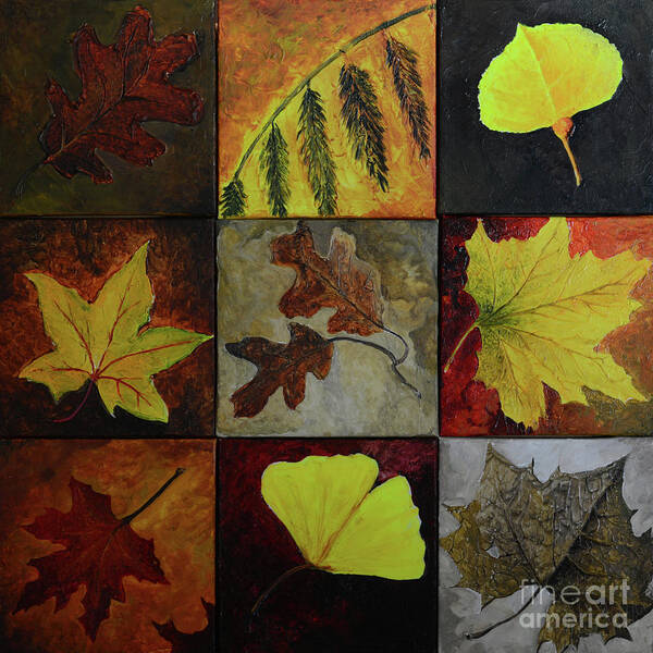 Leaf Art Print featuring the painting Fall Leaves #2 by Charles Owens