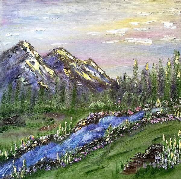 Landscape Art Print featuring the painting Heart Mountain #2 by Donna Painter