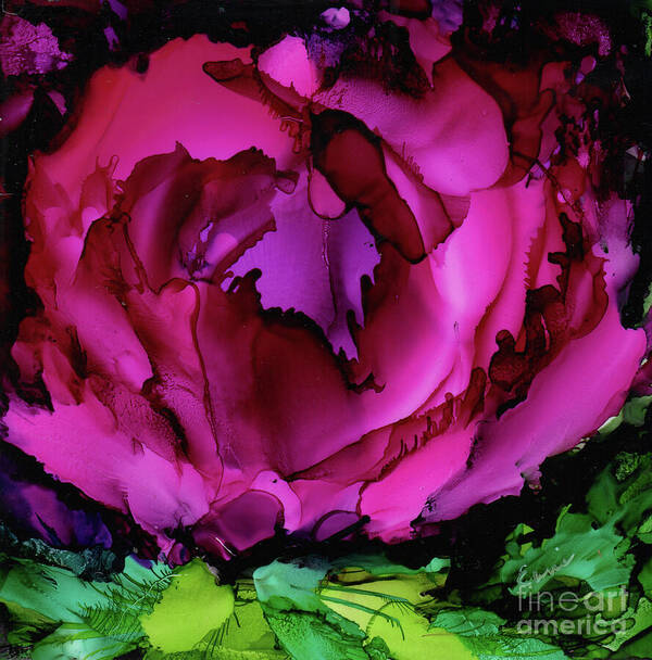 Rose Art Print featuring the painting One Rose #1 by Eunice Warfel