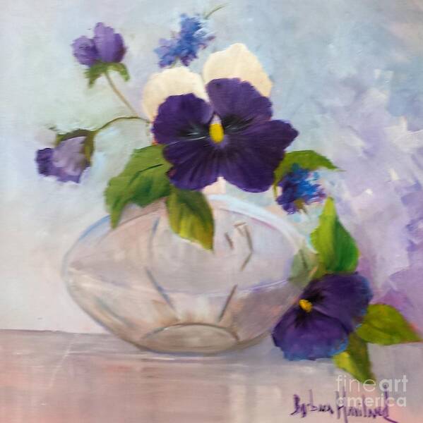 Pansies Art Print featuring the painting Pansies In Glass #1 by Barbara Haviland