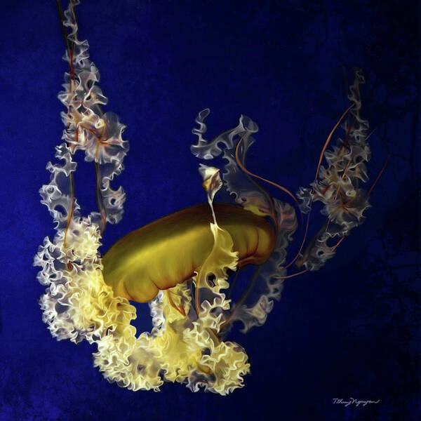 Sea Nettle Jellies Art Print featuring the digital art Sea Nettle Jellies #1 by Thanh Thuy Nguyen