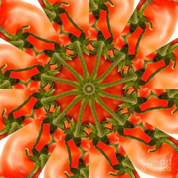 Tomato Art Print featuring the mixed media Tomato Kaleidoscope #1 by Rolf Bertram