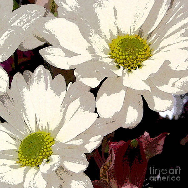 Floral Art Print featuring the digital art White Daisies #1 by Marsha Young