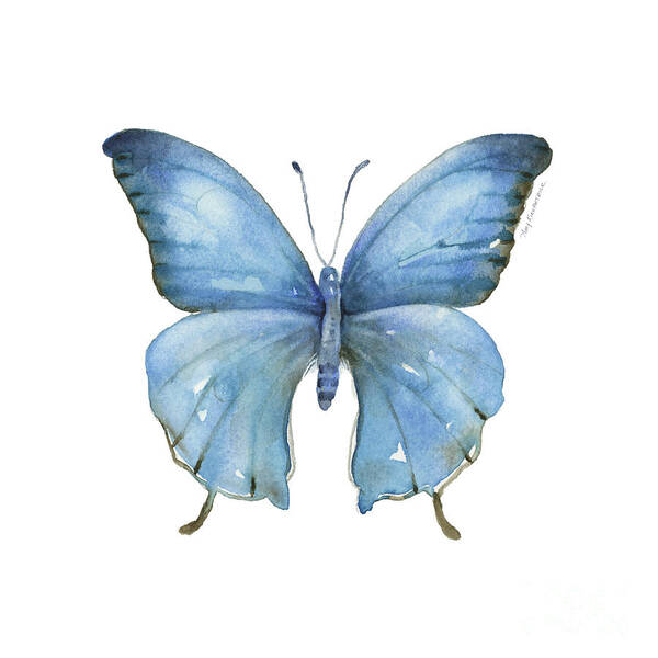 Blue And Brown Butterfly Art Print featuring the painting 111 Blue Elijah Butterfly by Amy Kirkpatrick