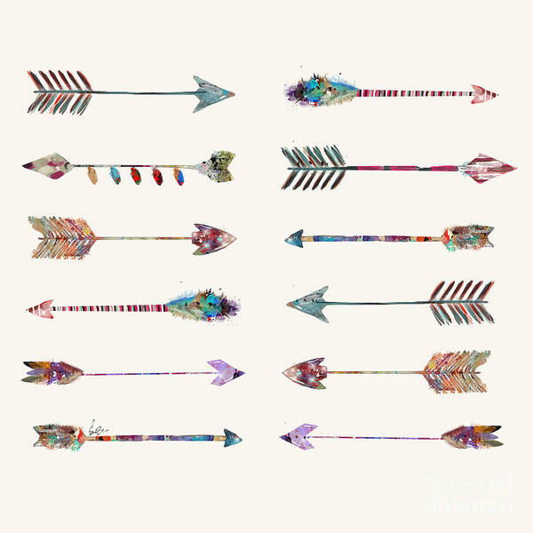 Arrows Art Print featuring the painting 12 Arrows by Bri Buckley