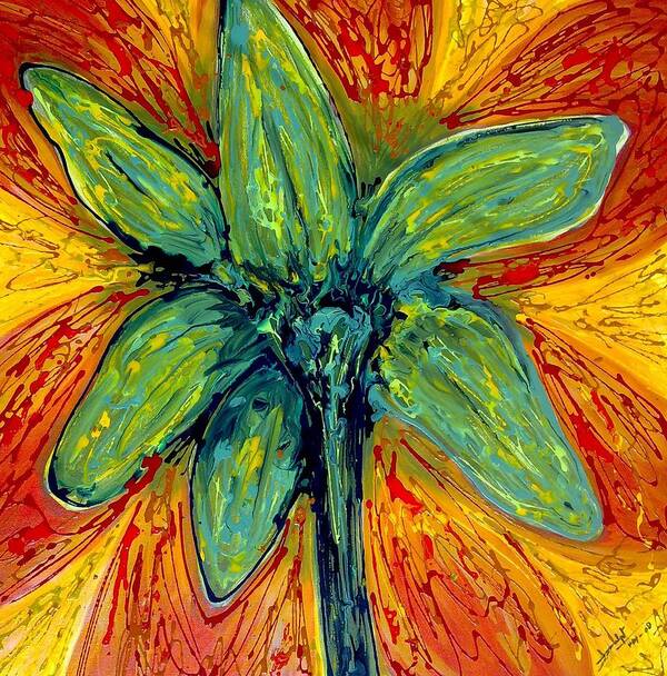 Abstract Art Print featuring the painting Digital Flower Painting #12 by Baljit Chadha