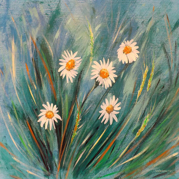 Flower Art Print featuring the painting Daisies #2 by Gina De Gorna