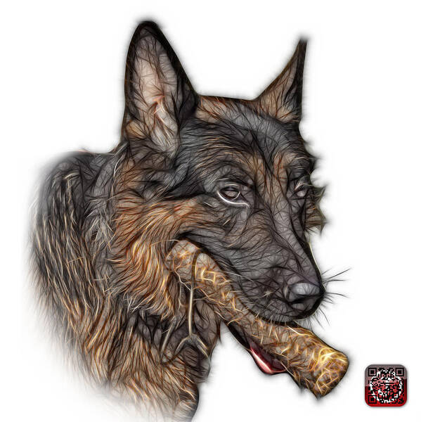 German Shepherd Art Print featuring the digital art German Shepherd and Toy - 0745 F #2 by James Ahn