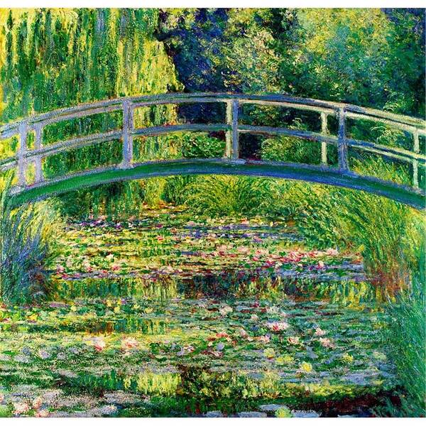 Landscapes Art Print featuring the painting The Waterlily Pond With The Japanese Bridge #2 by Pam Neilands