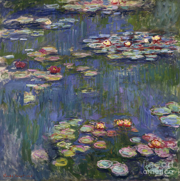 Monet Art Print featuring the painting Water Lilies, 1916 by Claude Monet