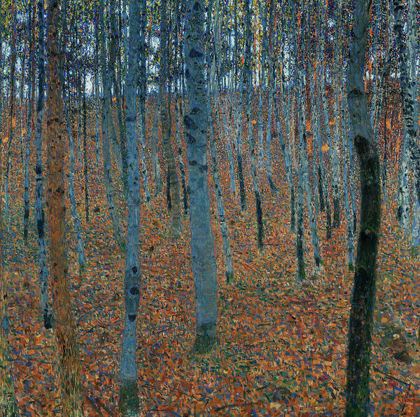 The Birch Wood Art Print featuring the painting Beech Grove #3 by Gustav Klimt