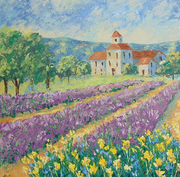 Provence Art Print featuring the painting Lavender field Provence #4 by Frederic Payet