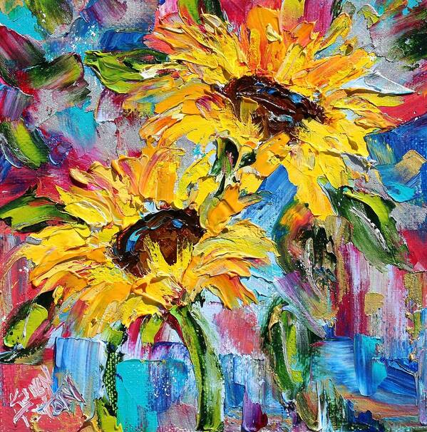 Sunflowers Art Print featuring the painting Sunflower Joy #3 by Karen Tarlton