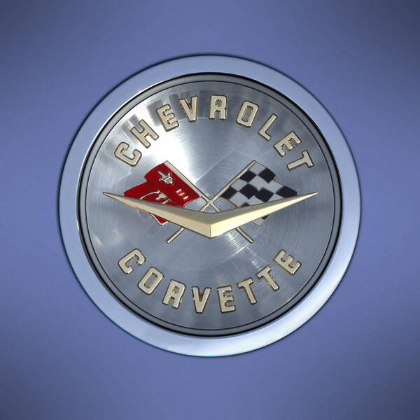 Chevrolet Corvette Art Print featuring the photograph 60 Chevy Corvette Emblem by Mike McGlothlen