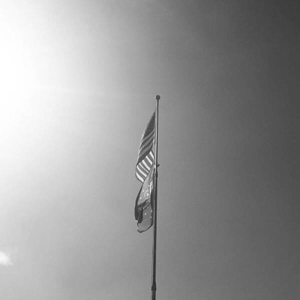 State Flag Of Indiana Art Print featuring the photograph Stars and Stripes above the State by Jonathan Stoops