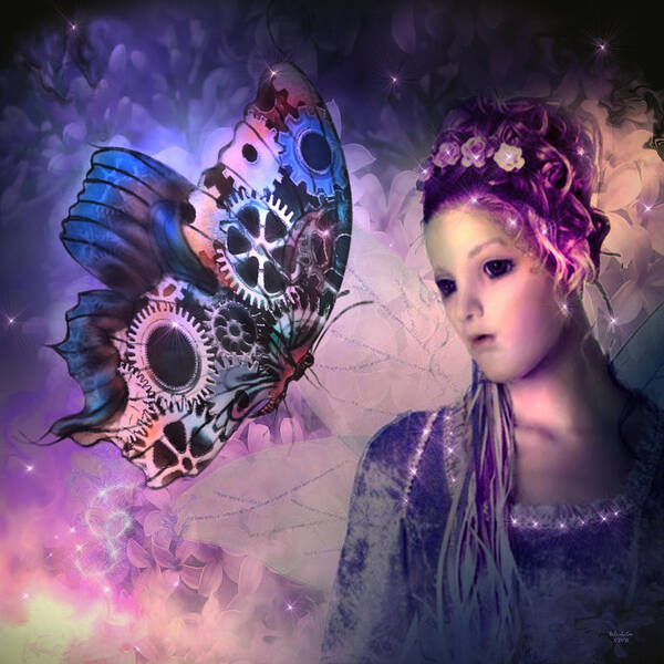 Digital Art Art Print featuring the digital art A Fairy Butterfly Kiss by Artful Oasis
