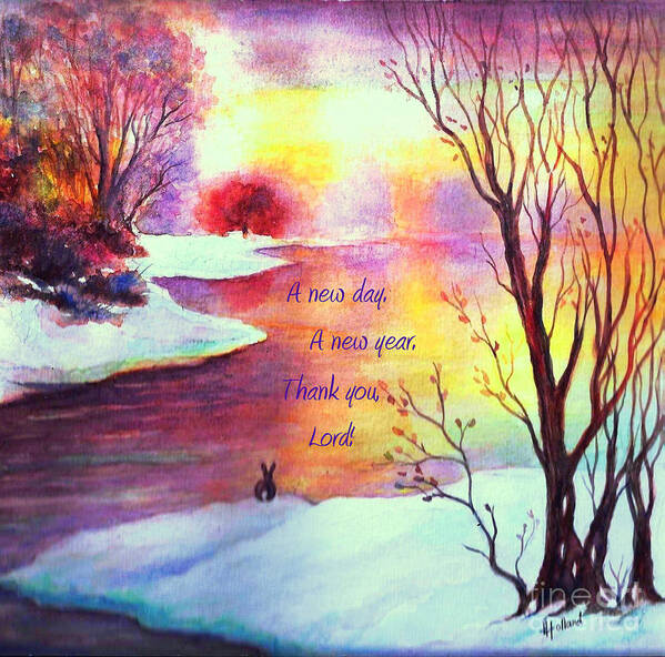 Trees Art Print featuring the painting A New Day and A New year by Hazel Holland