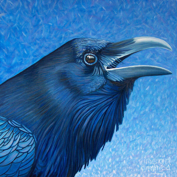 Raven Art Print featuring the painting A Raven's Prayer by Brian Commerford