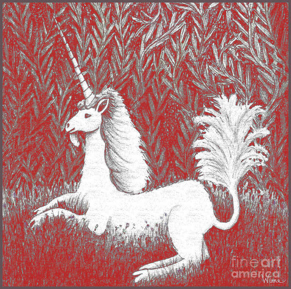 Lise Winne Art Print featuring the digital art A Unicorn in Moonlight tapestry by Lise Winne