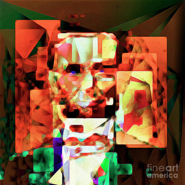 Wingsdomain Art Print featuring the photograph Abraham Lincoln in Abstract Cubism 20170327 square by Wingsdomain Art and Photography