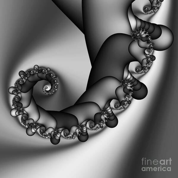 Abstract Art Print featuring the digital art Abstract 211 BW by Rolf Bertram