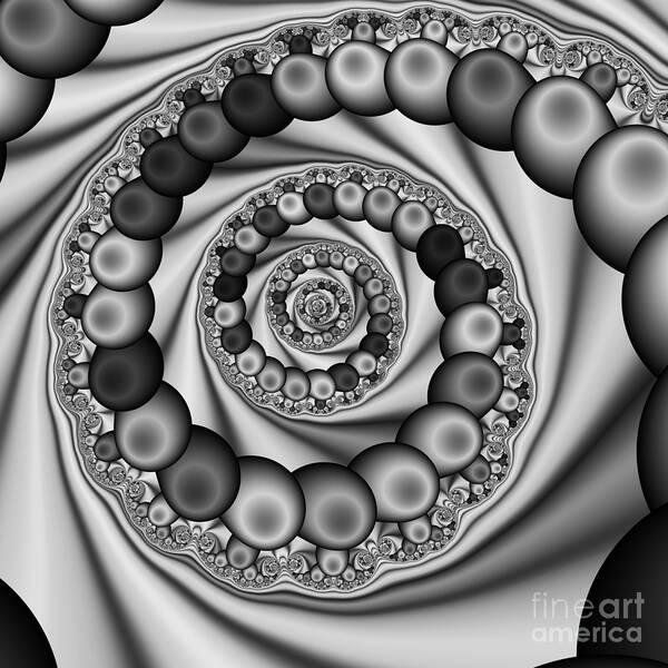 Abstract Art Print featuring the digital art Abstract 507 BW by Rolf Bertram