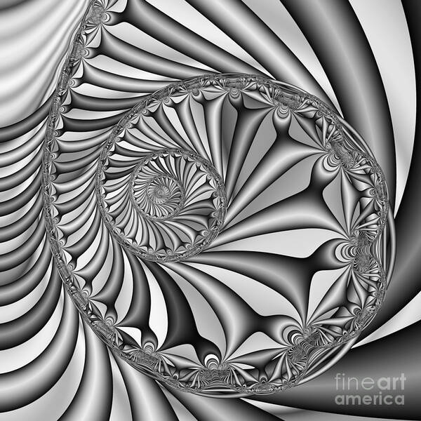 Abstract Art Print featuring the digital art Abstract 527 BW by Rolf Bertram