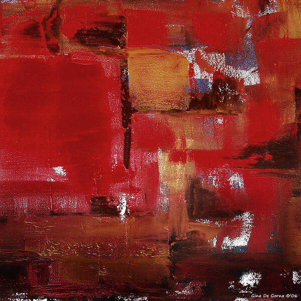 Abstract Art Print featuring the painting Abstract in Red by Gina De Gorna